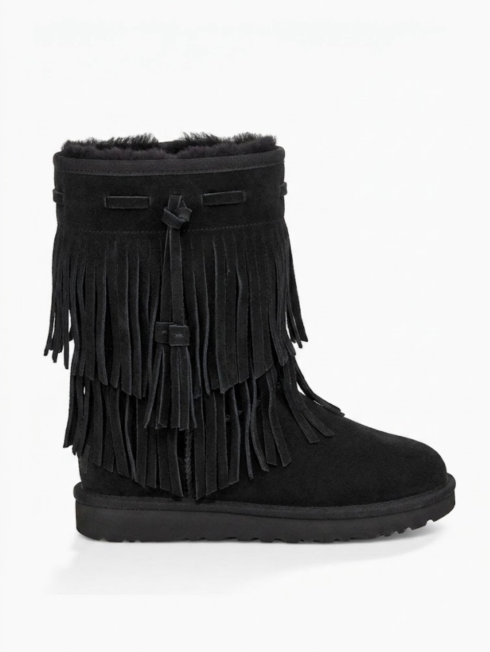 Koolaburra by UGG Black Tiered Fringe Suede Boots Sz 6